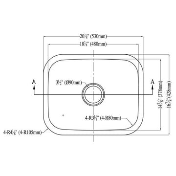 Dawn ASU103 Undermount Single Bowl Kitchen And Bar Sink Polished Satin Finish