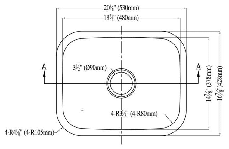 Dawn ASU103 Undermount Single Bowl Kitchen And Bar Sink Polished Satin Finish