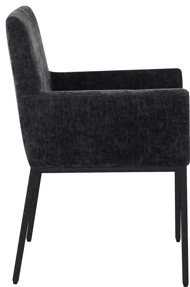 Reeves Upholstered Dining Chair, Black, Chenille , AC,  Matte Black, Set of 2