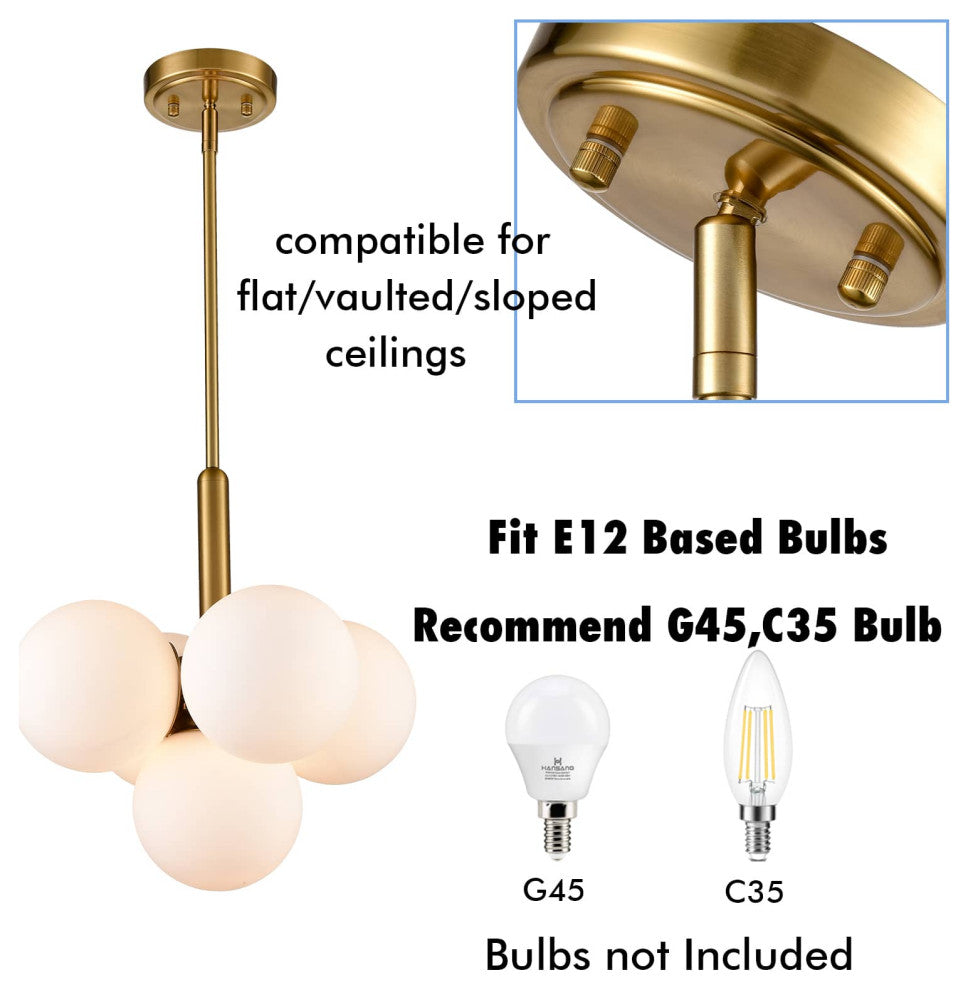 Mid-Century 5 Light Gold Kitchen Island Pendant Lighting