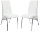 Set of 2 Dining Chairs, White and Chrome
