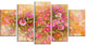 Spring Background with Little Flowers, Floral Canvas Artwork, 60"x32", 5 Panels