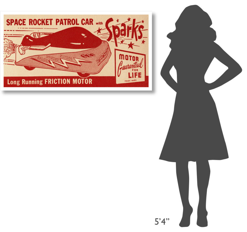 "Space Rocket Patrol Car" Digital Paper Print by Retrotrans, 46"x24"