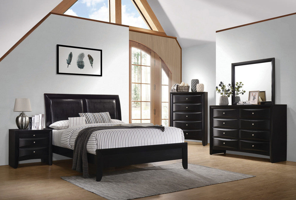 2 Drawers Wood Nightstand, Black