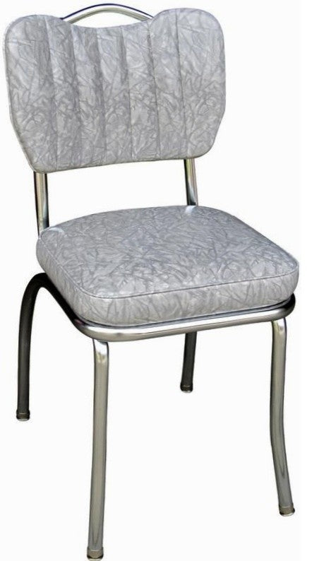 Retro Home Upholstered Handle Back Dining Chair, Cracked Ice Gray