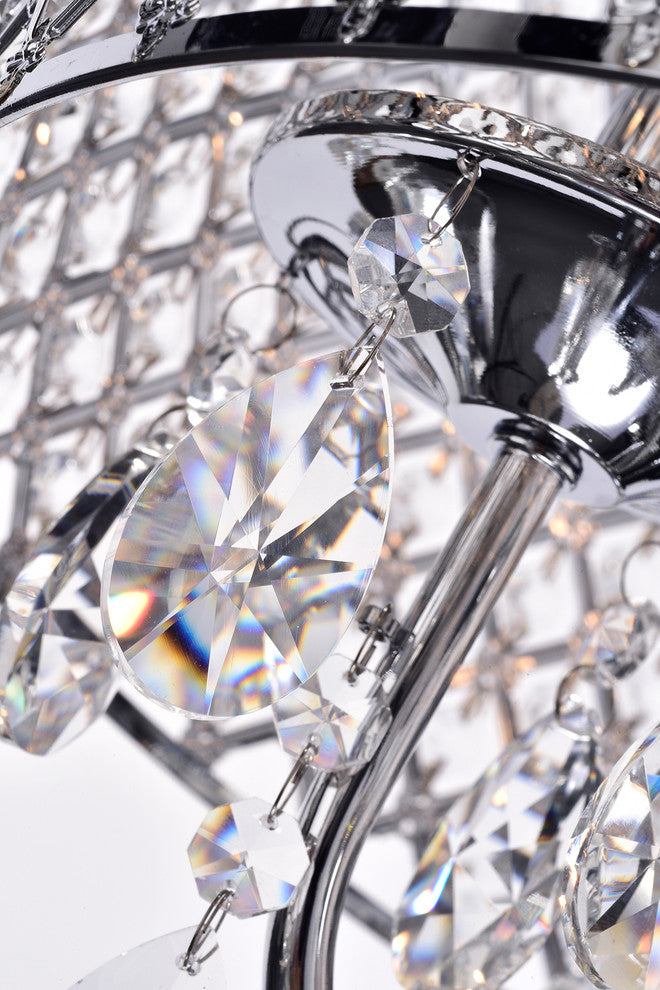 Marya 4-Light Chrome Round Beaded Drum Chandelier Hanging Crystals Glam
