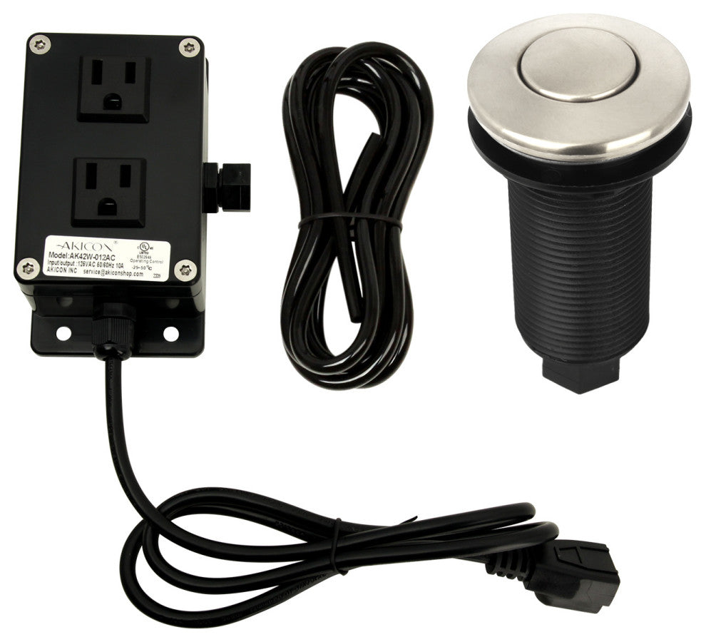 Dual Outlet Copper Garbage Disposal Kitchen Air Switch Kit, Brushed Nickel