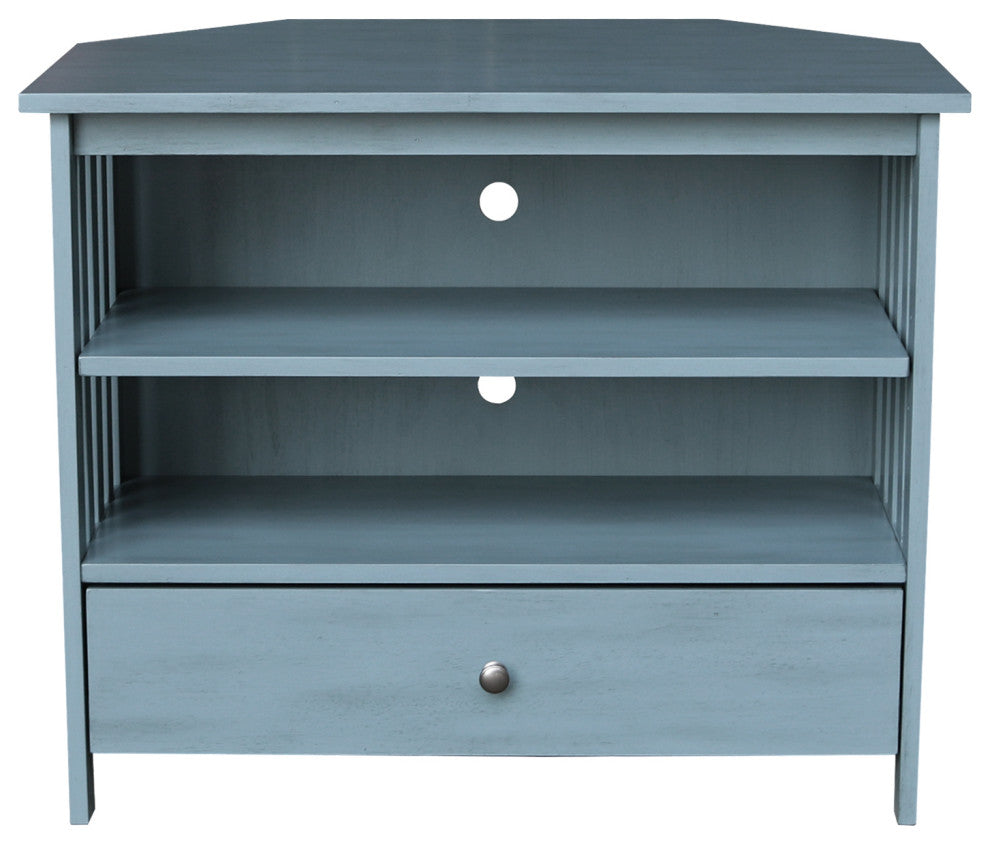 Mission Corner Entertainment / TV Stand, Ocean Blue - Antique Rubbed