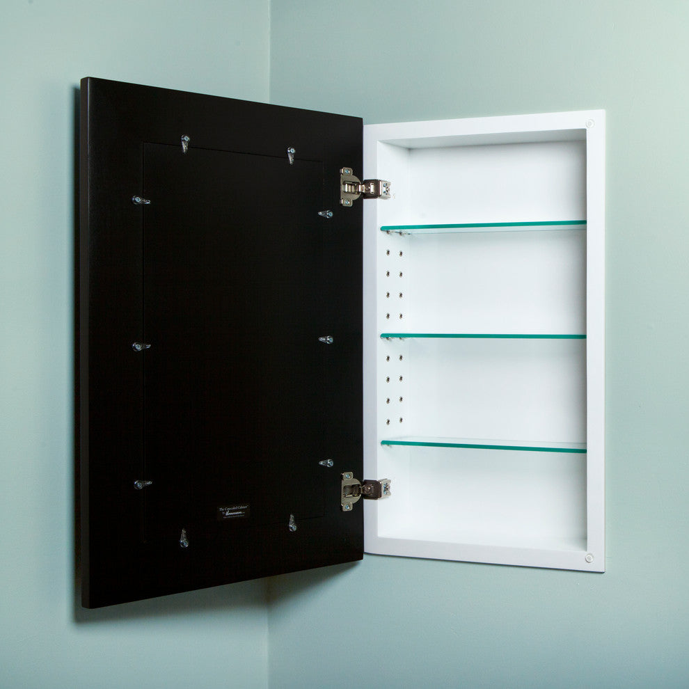 Concealed Picture Frame Medicine Cabinet, Black, 14"x24"