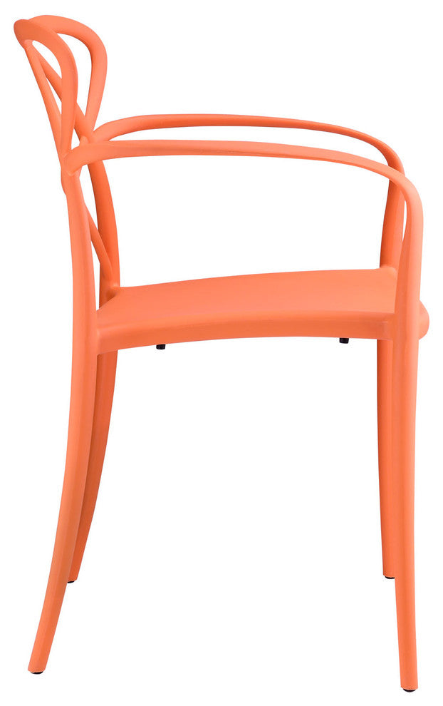 Modern Contemporary Dining Armchair, Orange Plastic