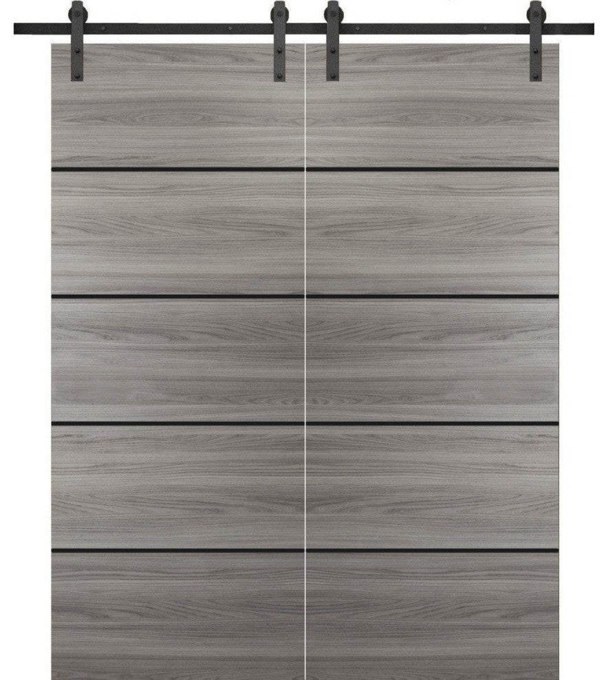 Sturdy Double Barn Door 64 x 84 with | Planum 0015 Ginger Ash with  | 13FT