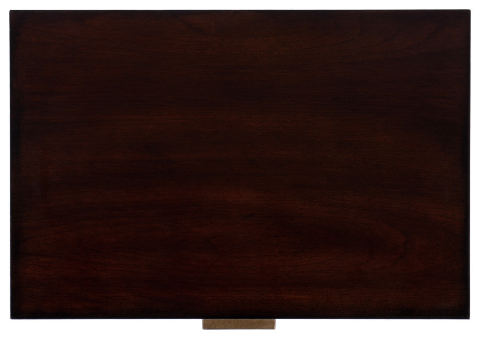 Kai 2 Drawer Burl Wood End Table, Cherry Brown