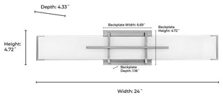 Tocco LED Light 24 in. Modern Gold Vanity Light