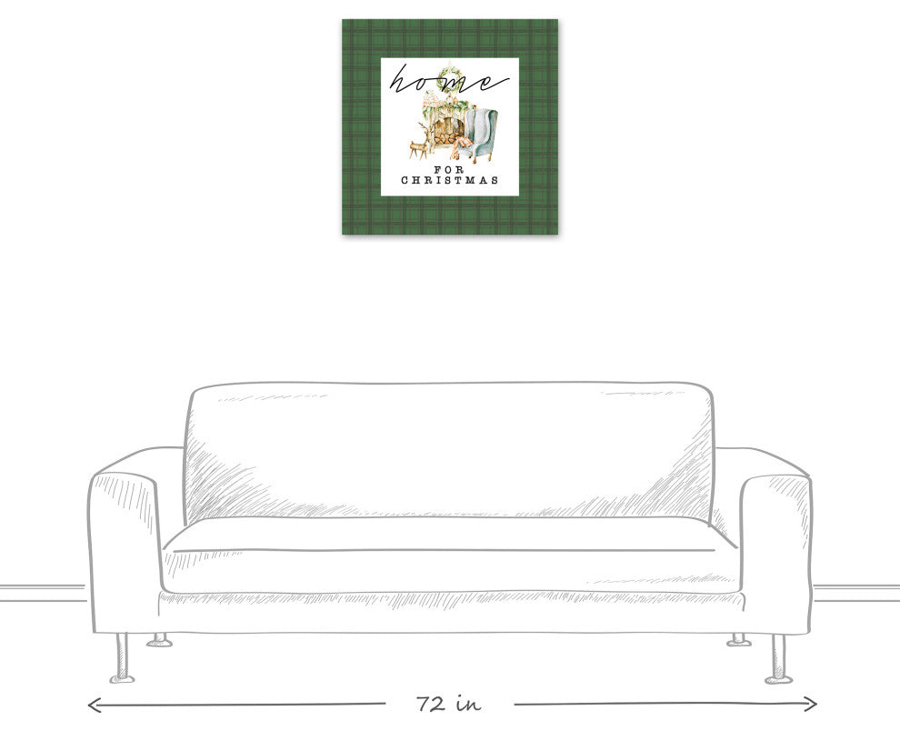 Home For Christmas Quilt 24x24 Canvas Wall Art