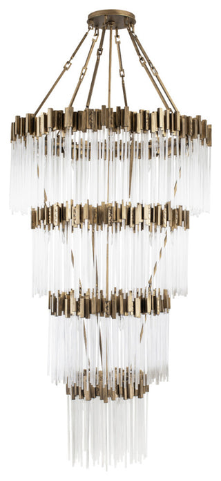 Matrix 30 Light Chandelier in Havana Gold with Clear Fluted Glass