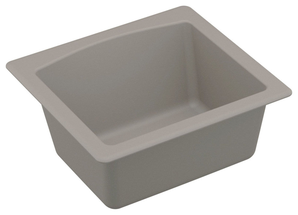 Karran Drop-in or Undermount Quartz 18" Single Bowl Kitchen Sink, Concrete