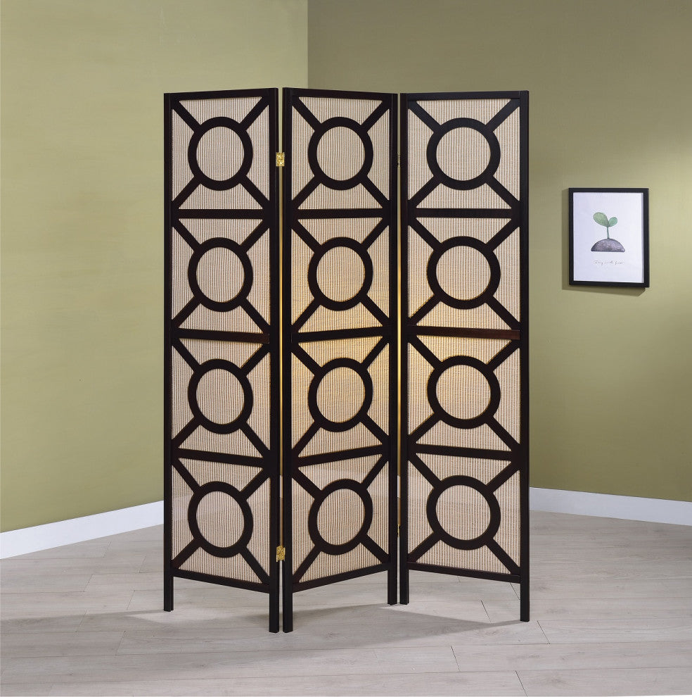 3 Panel Screen, Cappuccino and Tan