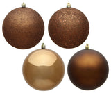 Vickerman 4.75" Mocha 4-Finish Ball Ornament Assortment, 4 per Box