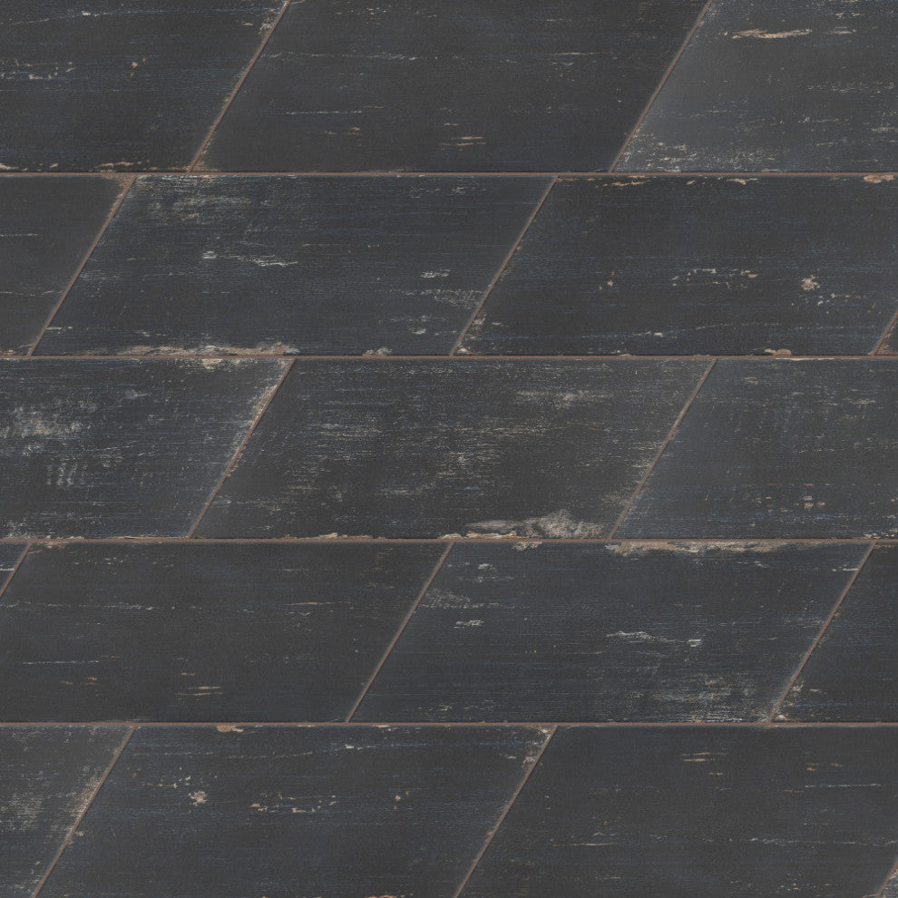 Retro Naveta Porcelain Floor and Wall Tile, Nero