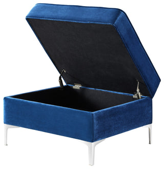 Jeannie Velvet Square Storage Ottoman, Navy