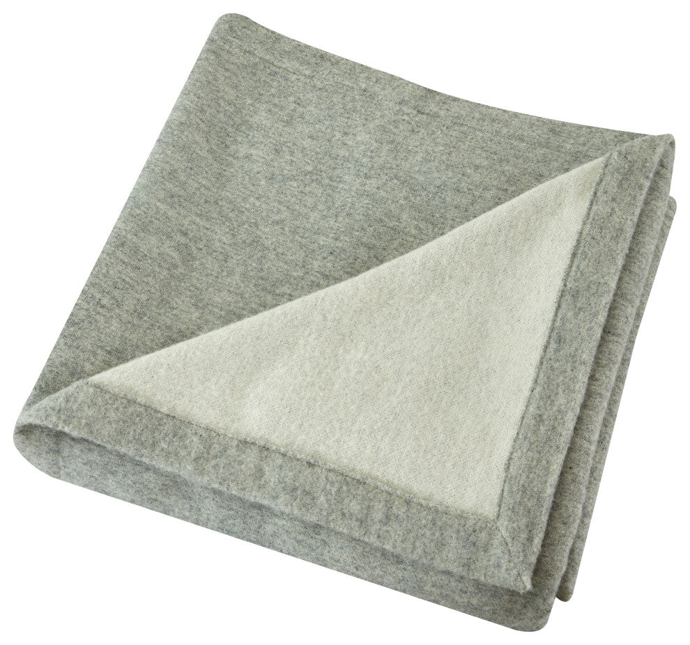 100% Superfine Australian Merino Reversible Wool Blanket, Gray, Full/ Queen
