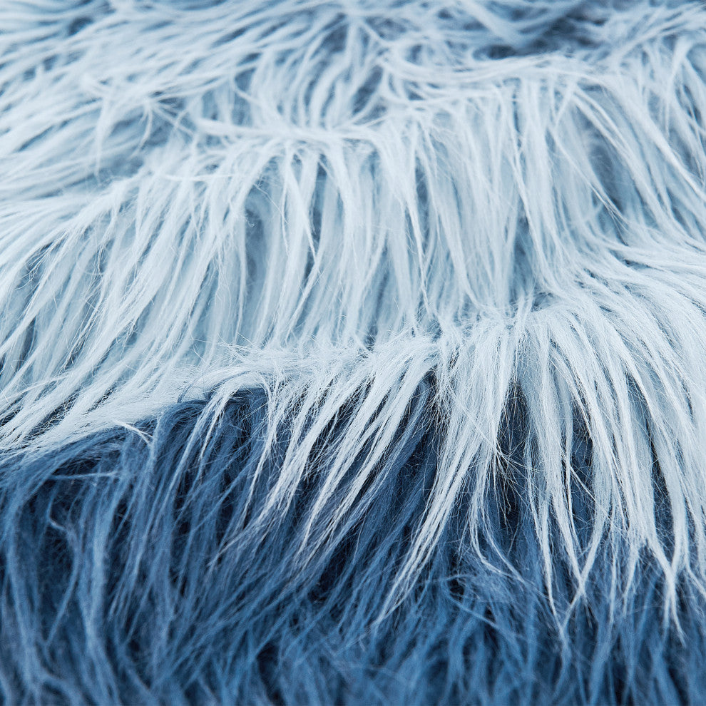 Mongolian Tie Dyed Faux Fur Pillow Cover 2 Piece Set, Blue