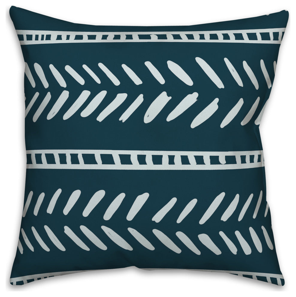 Blue Box & Dash Pattern 18x18 Spun Poly Pillow