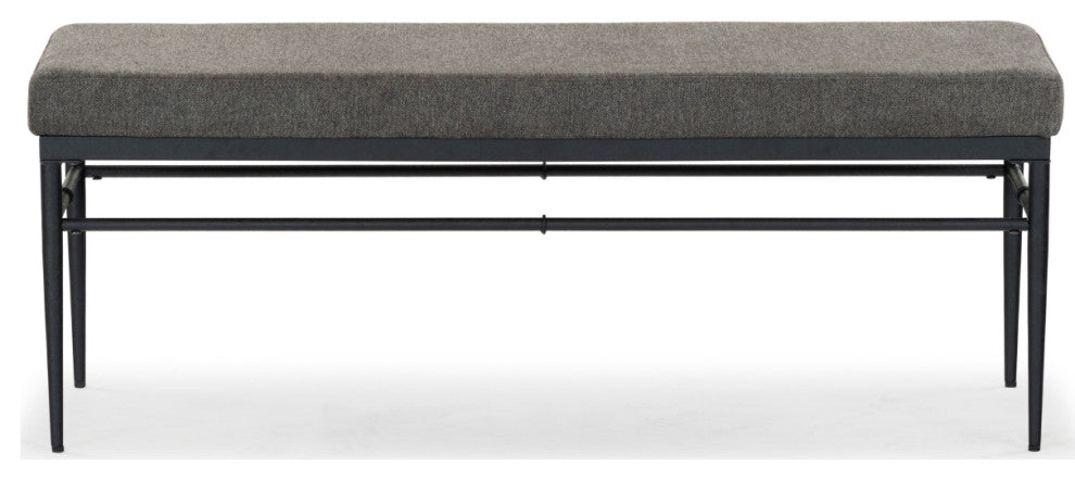 Safavieh Couture Theabella Linen and Metal Bench, Black/Dark Grey