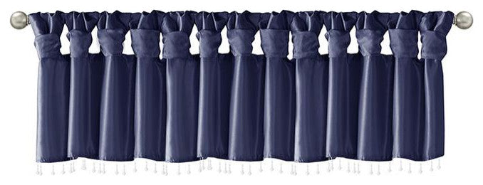 100% Polyester Lightweight Faux Silk Valance With Beads, MP41-6320