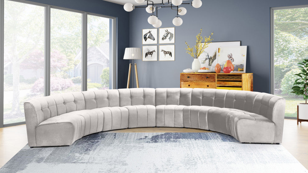 Limitless Velvet Upholstered 8-Piece Modular Sectional, Cream
