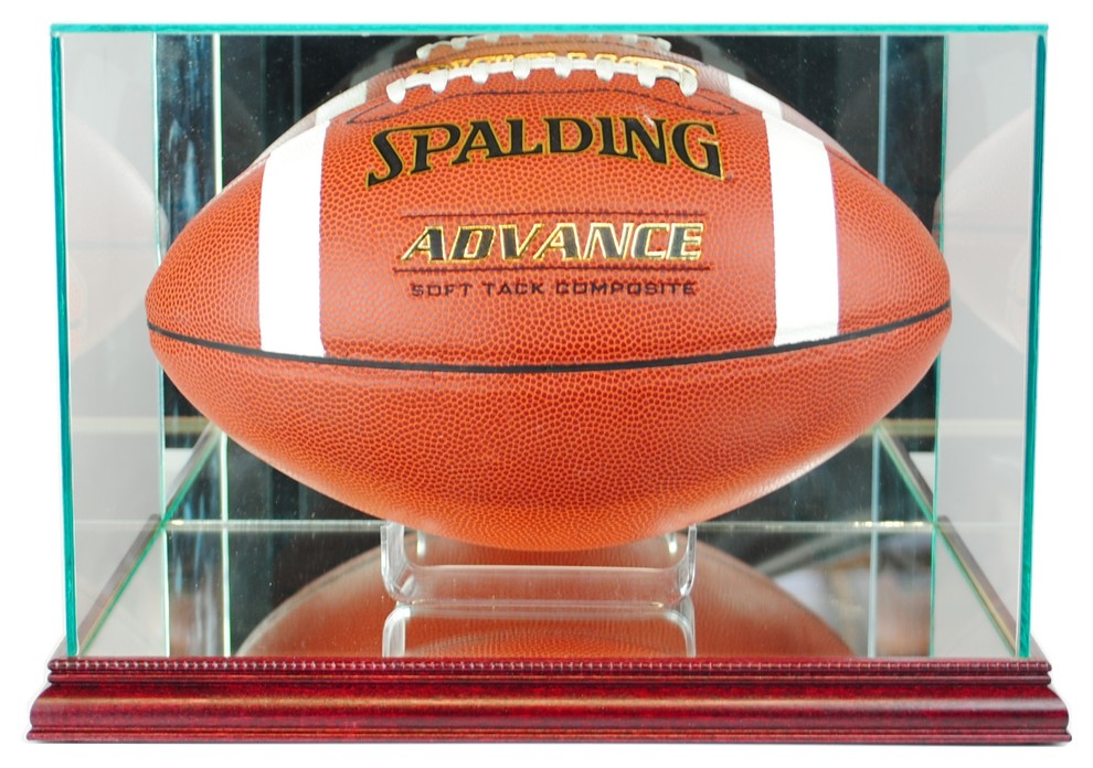 Rectangle Football Display Case, Cherry