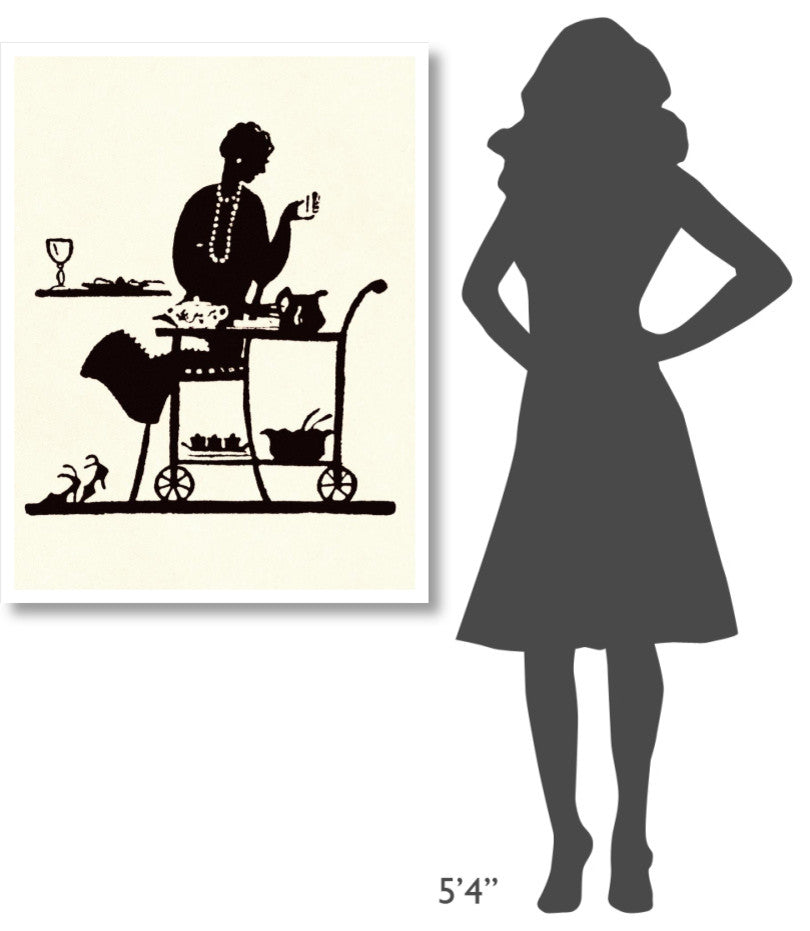 "Homemaker Takes Items From a Serving Cart" Print by Maxfield Parrish, 32"x42"