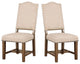 Upholstered Dining Side Chair, Light Oak and Beige