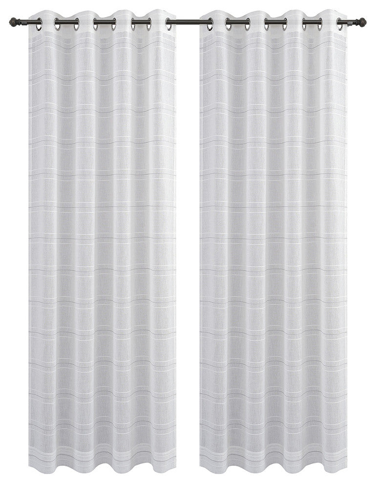 54"x63" Chamon, Set of 2, Sheer Curtain Panels With Grommets, Gray