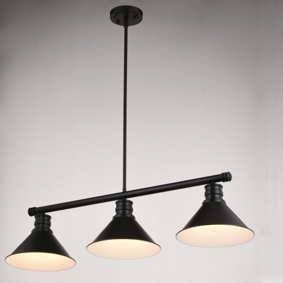 Akron 35.75" 3 Light Linear Chandelier Oil Rubbed Bronze and Matte White
