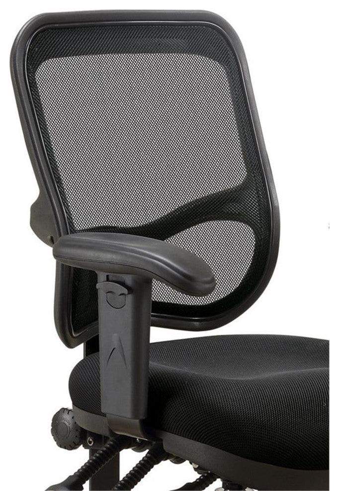 Coaster Rollo Padded Arm Fabric Mesh Office Chair with Casters in Black