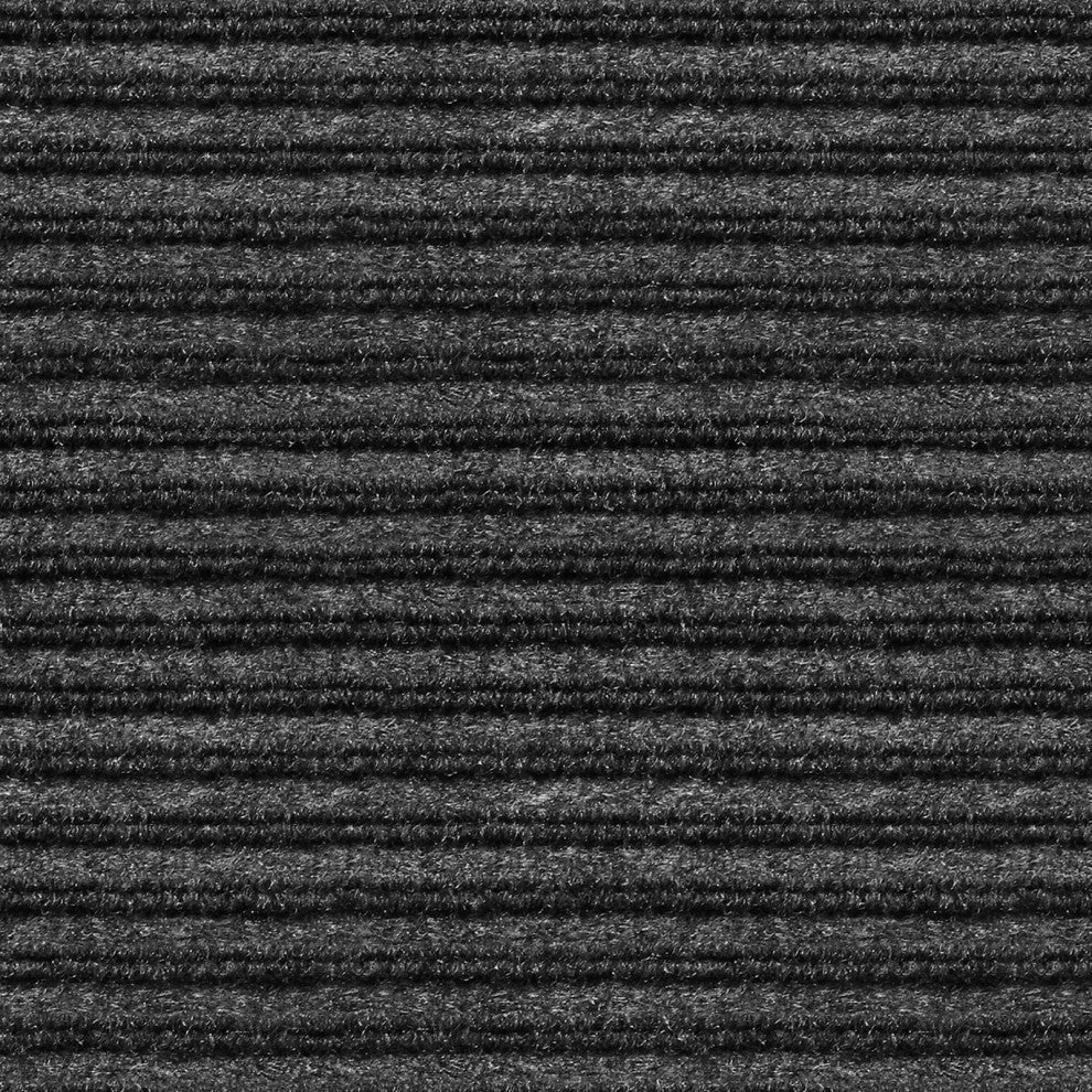 Indoor Outdoor Double-Ribbed Carpet WithSkid-Resistant Back Black 6' X 50'