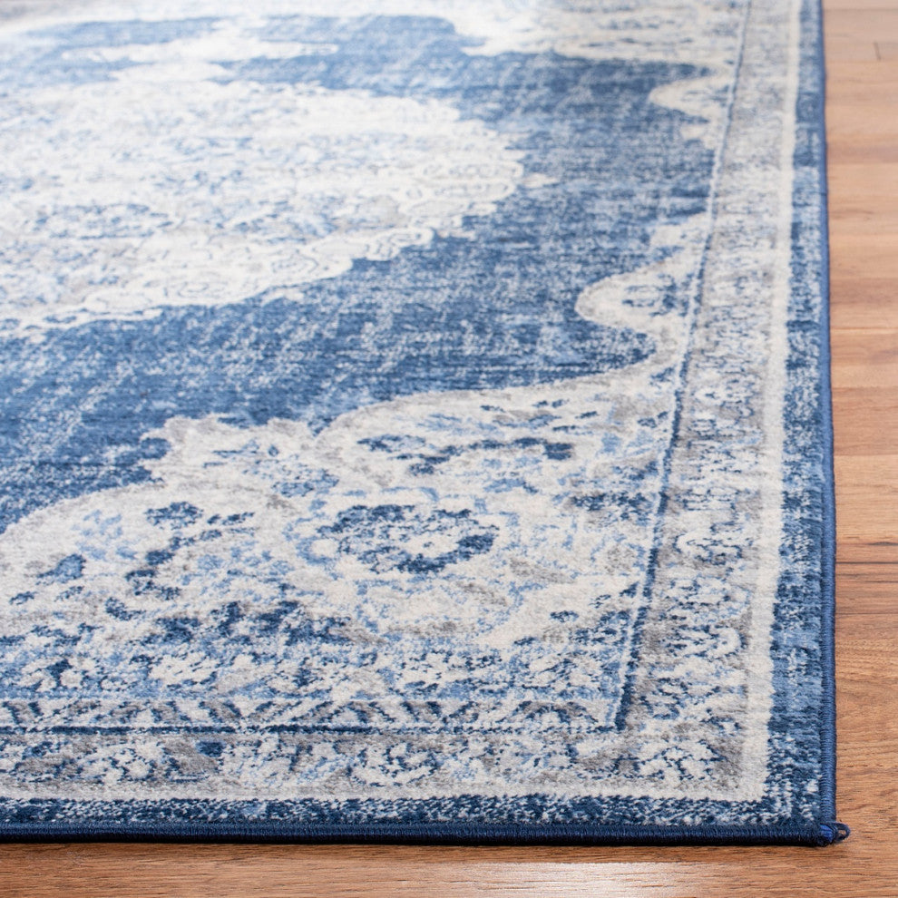 Safavieh Brentwood Bnt867N Rug, Navy/Ivory, 6'7"x6'7" Round