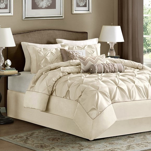 Madison Park Laurel 7 Piece Tufted Comforter Set in Ivory