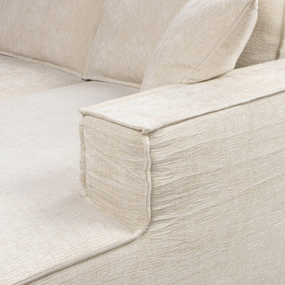 Brenley 110.5" L-Shaped Sofa-in-a-Box Sectional, Beige, Right-Arm Facing