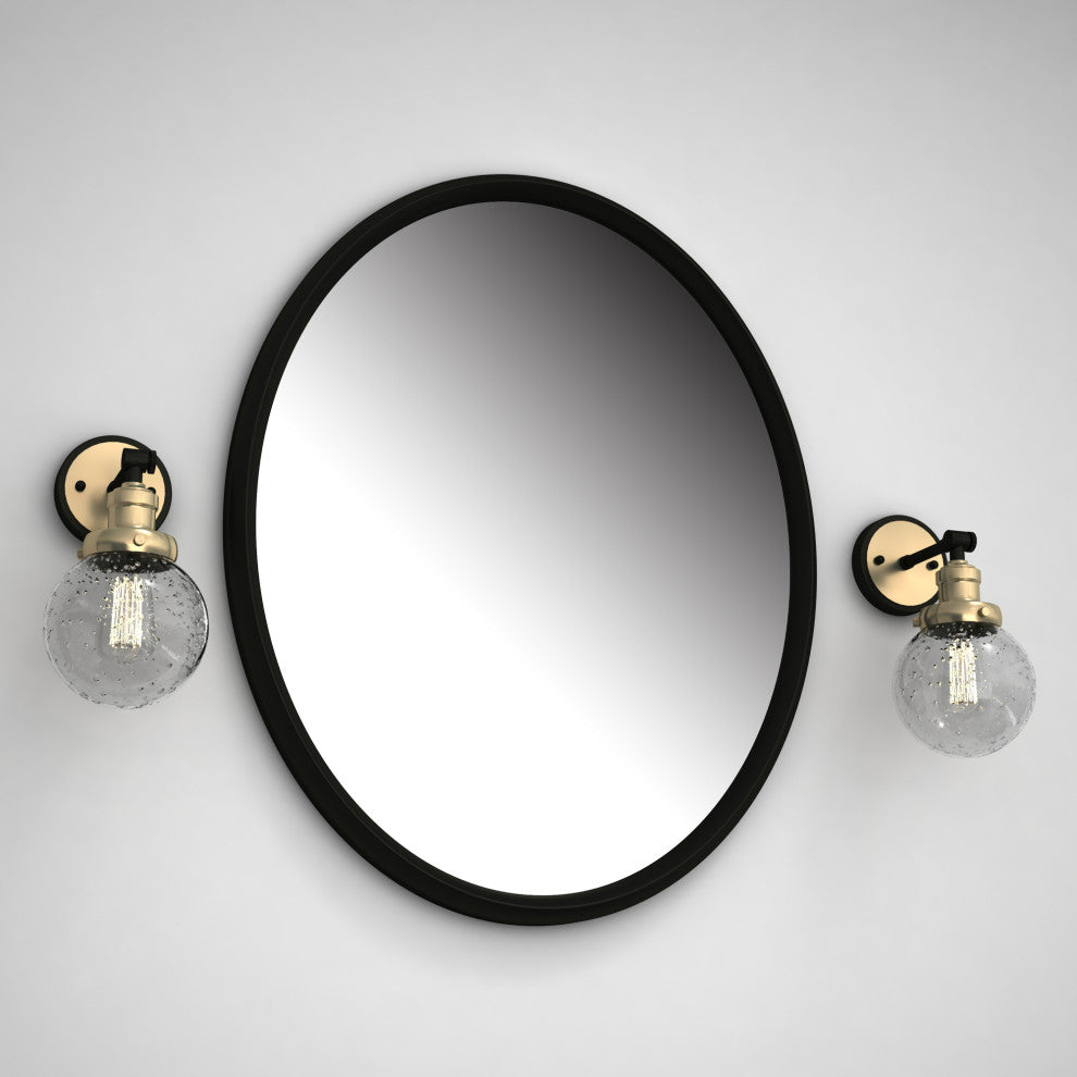 Light Vanity Light, Black  With Antique Brass, 1-Light