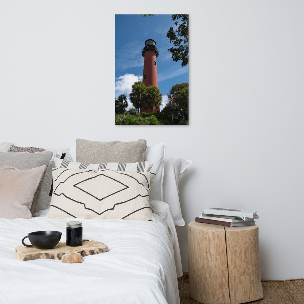 Jupiter Lighthouse 2 Color Coastal Landscape Canvas Wall Art Print, 24" X 36"