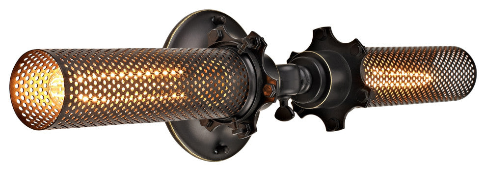 2-Light Vanity Wall Sconce with Mesh Shades, Oil-Rubbed Bronze Finish