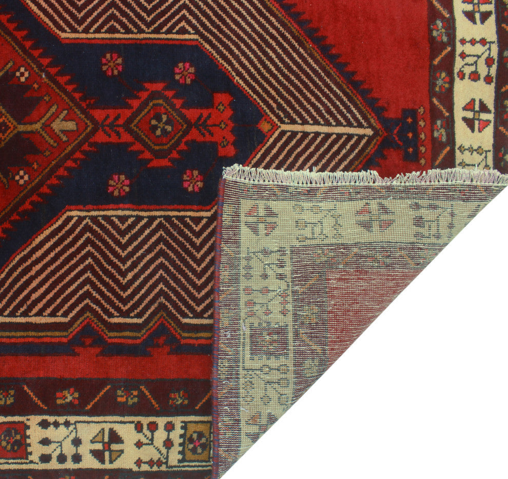 Fine Vintage Distressed Attila Red/Beige Runner, 3'10x13'2