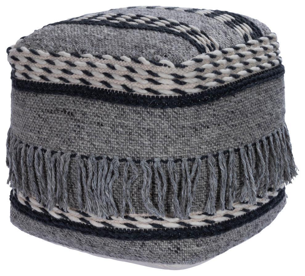 Brynn Square Gray Pouffe