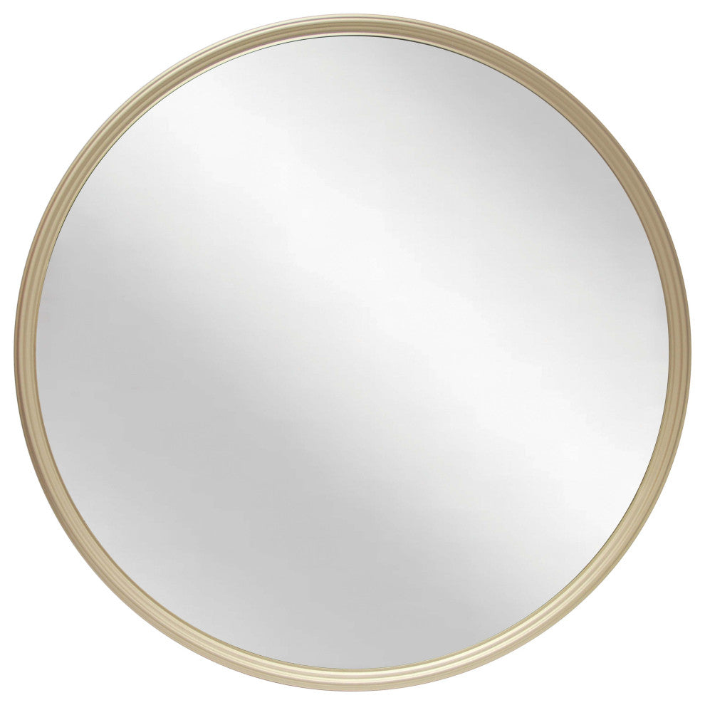 Deep Frame Metal Wall Mirror, 24" Diameter, Gold