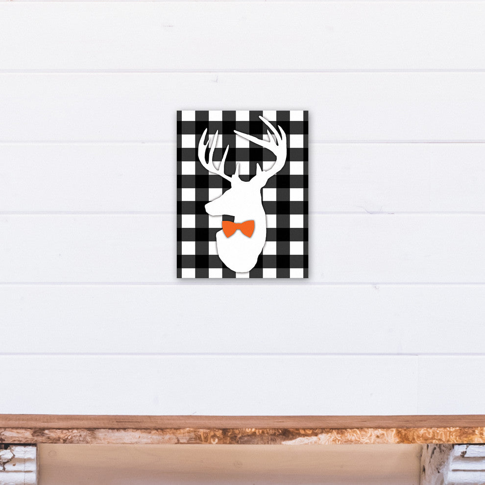 Halloween Deer Buffalo Check Print on Canvas