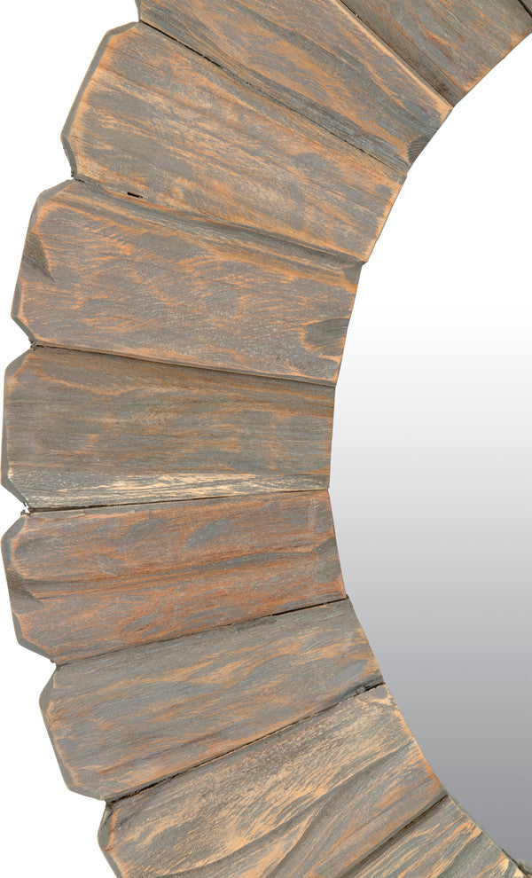 East at Main Salix Brown Round Teakwood Mirror