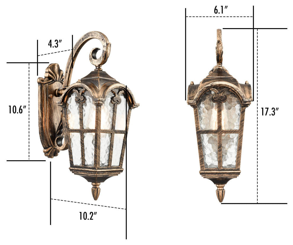 Outdoor Wall Light Waterproof Exterior Wall Lantern Brass With Rust