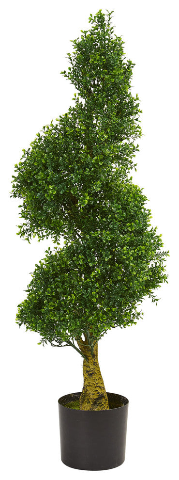 4' Spiral Boxwood Artificial Tree, UV Resistant, Indoor/Outdoor
